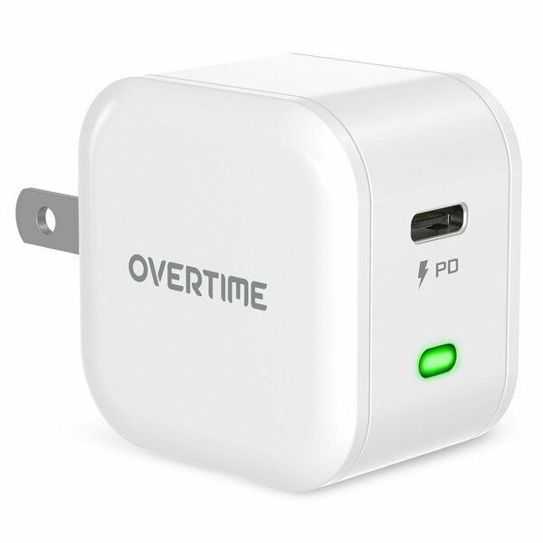 Overtime 20W USB-C Charger, Charging Cube for Apple & Samsung with PD 3.0 OTH1USBCPD20WWH